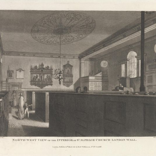 Northwest View of the Interior of St. Alphage Church London Wall