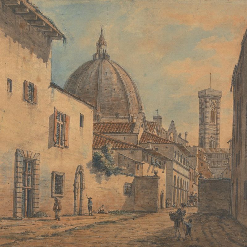 A Street in Florence with the Duomo and Campanile in the Background