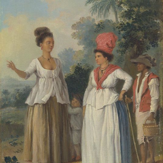 West Indian Women of Color, with a Child and Black Servant