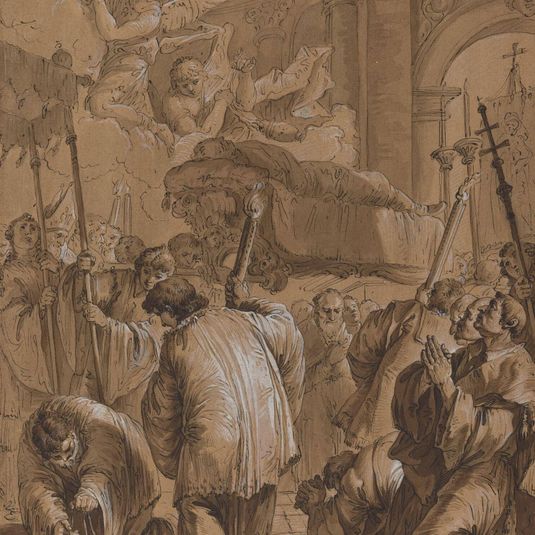 Funeral Procession of a Saint with Angels