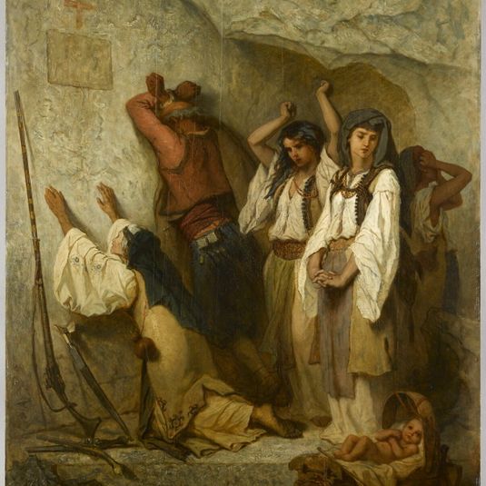 A Montenegrin family mourns their dead after a fight, at the entrance to Cettigne Monastery