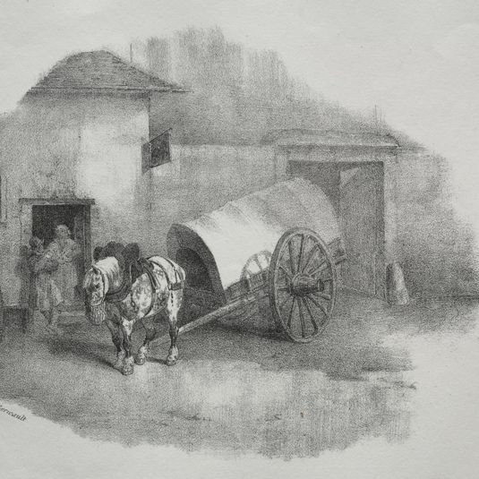 Cheval de charrette sorti des limons