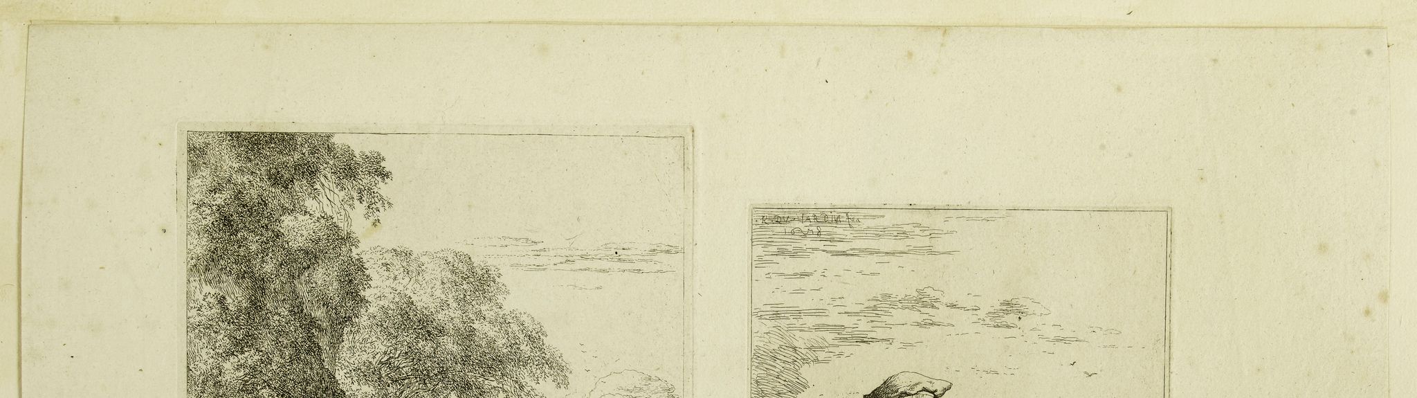 Le Pâtre jouant du flageolet et Le joueur de violon ou Le Savoyard, deux estampes sur la même feuille (Dutuit 6 et 52)