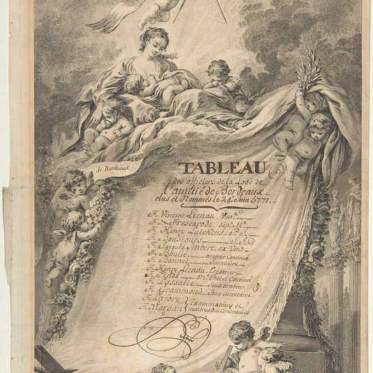 Diploma for the Freemasons of Bordeaux, after François Boucher