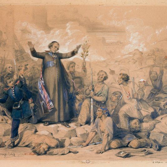 Les circonstances de la mort de Monseigneur Affre : Monseigneur Affre sur la barricade.