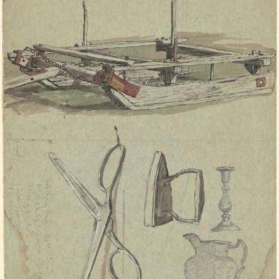 Studies of a Sled and Various Household Objects