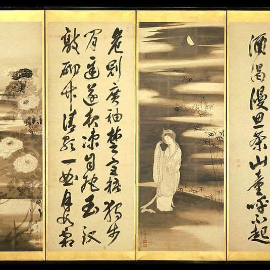 花鳥山水人物図屏風