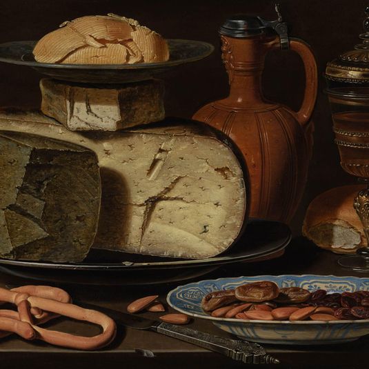 Still Life with Cheeses, Almonds and Pretzels