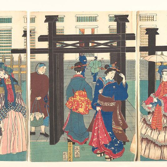 『横浜異 人商館写真之図』