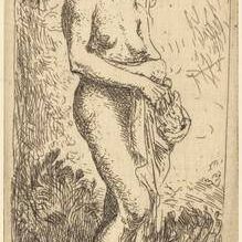 Nude Girl Standing, Looking Up