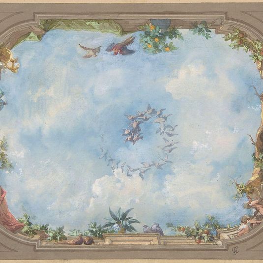 Design for Trompe l'Oeil Stairway Ceiling, Hôtel Hope