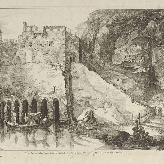 Vue des debris des bains de Neron from Differentes vues dessiné d'après nature... dans les environs de Rome et de Naples