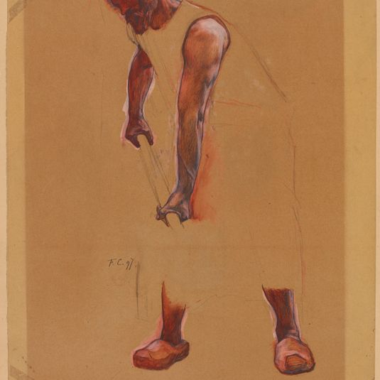 Etude de personnage pour l'amphithéâtre de paléontologie du Museum d'histoire naturelle de Paris, le bronze et le fer : L'homme à la pelle