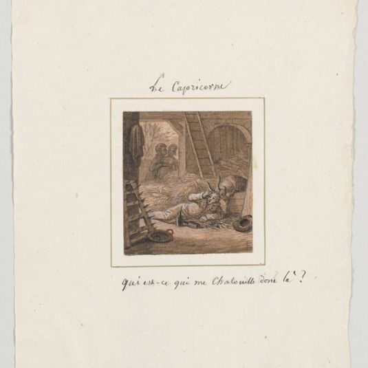 Design for a Painted Porcelain Plate, Le Capricorne (Capricorn) from le Zodiac Travesti (The Farcical Zodiac) Service