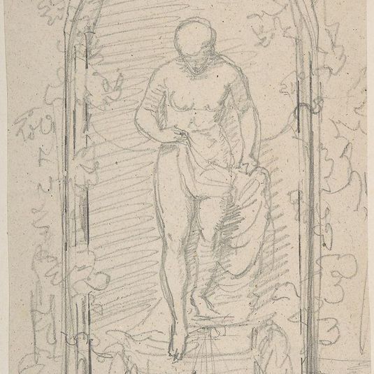 Recto:Nude Female Figure in a Niche Verso: Study for a Fountain