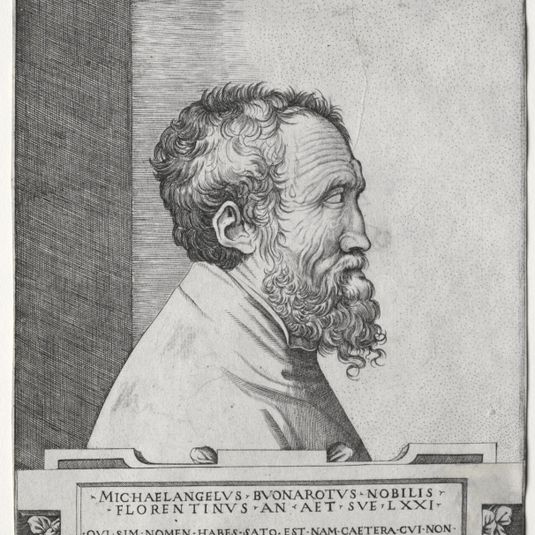 Portrait of Michelangelo in profile facing right