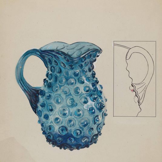 Blue Hobnail Pitcher