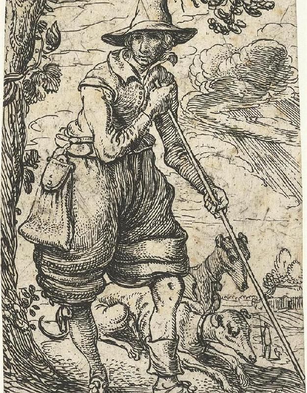 Hunter with two dogs