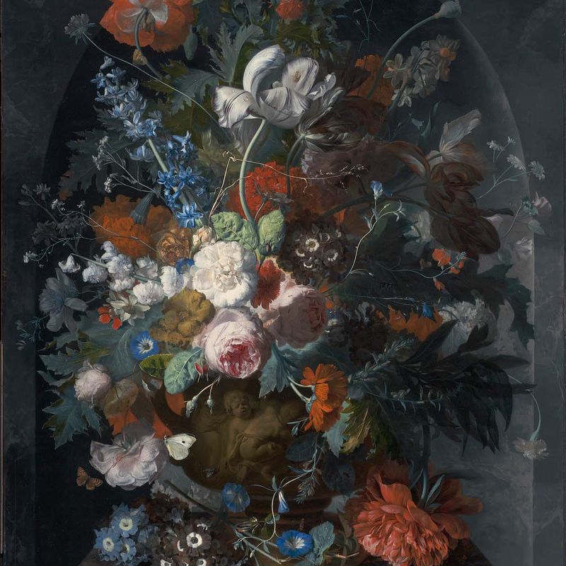 Vase of Flowers in a Niche