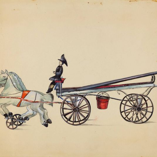 Toy Hook and Ladder, with Two Horses