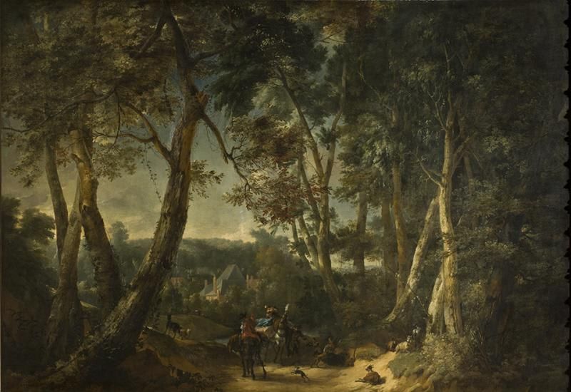 Landscape with Tall Trees near a Ravine