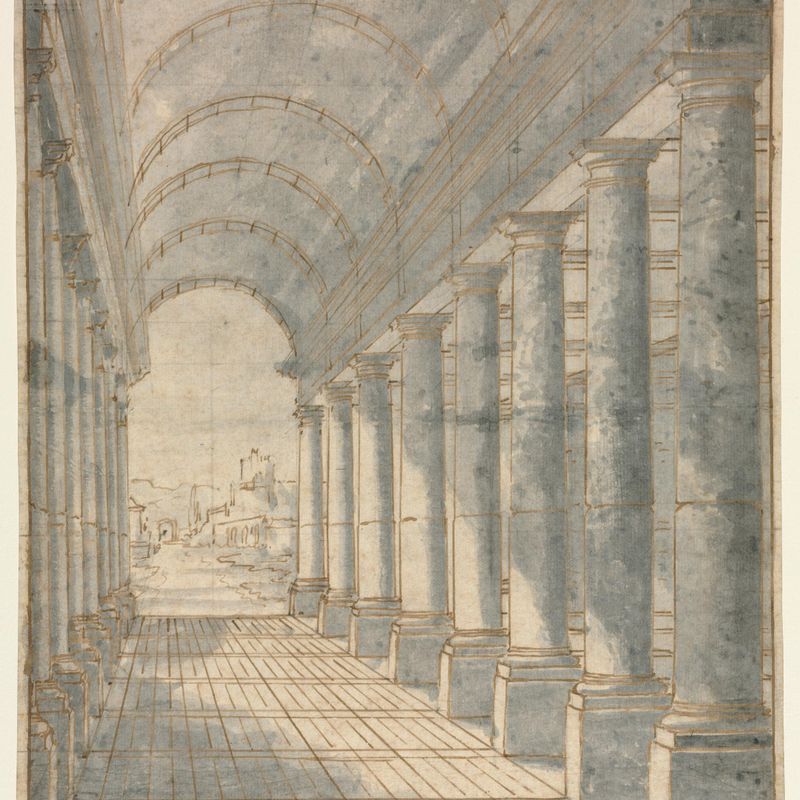 Barrel-Vaulted Arcade Rendered in Perspective