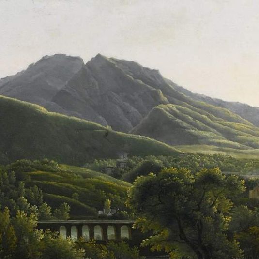 View of the bridge and the town of Cava, Kingdom of Naples