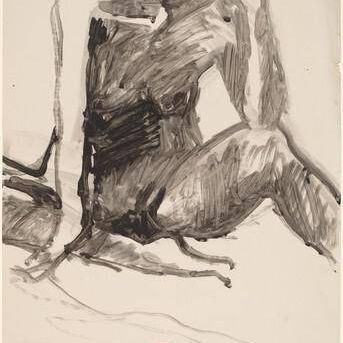 Untitled [seated nude with left elbow on knee]