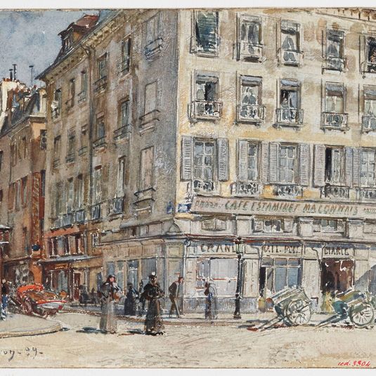 Intersection de deux rues, à Paris, en 1899.