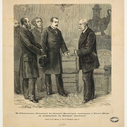 M.Clemenceau, Président du Conseil Municipal, annonçant à Victor Hugo sa nomination de Délégué sénatorial.
