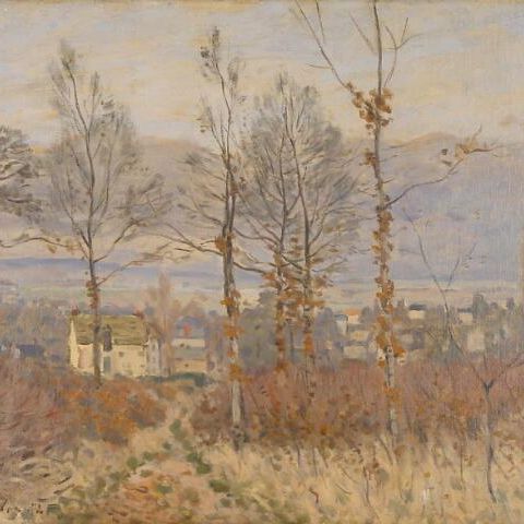 Gezicht op Louveciennes in de herfst