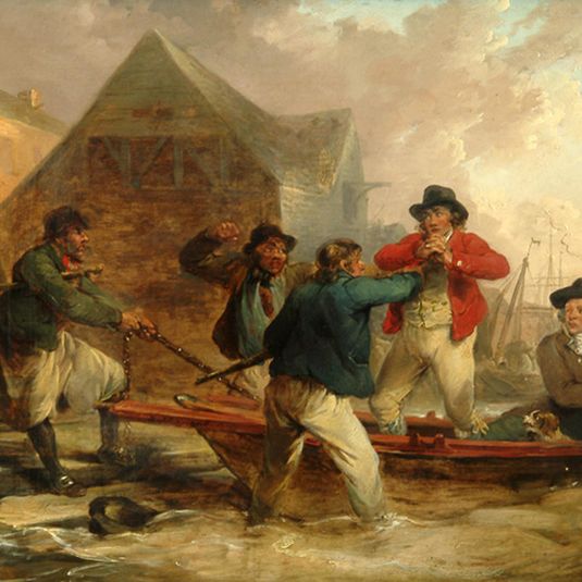 Audio description for The Press Gang by George Morland