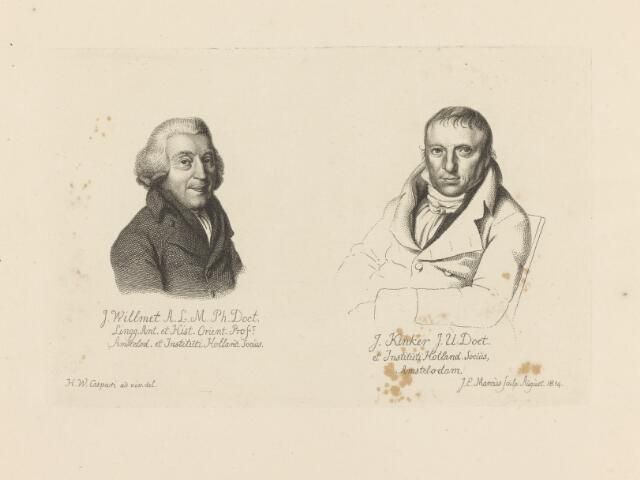 'De Portretten van de Hoogleeraren J. Willmet en J. Kinker, beide naar Caspari'