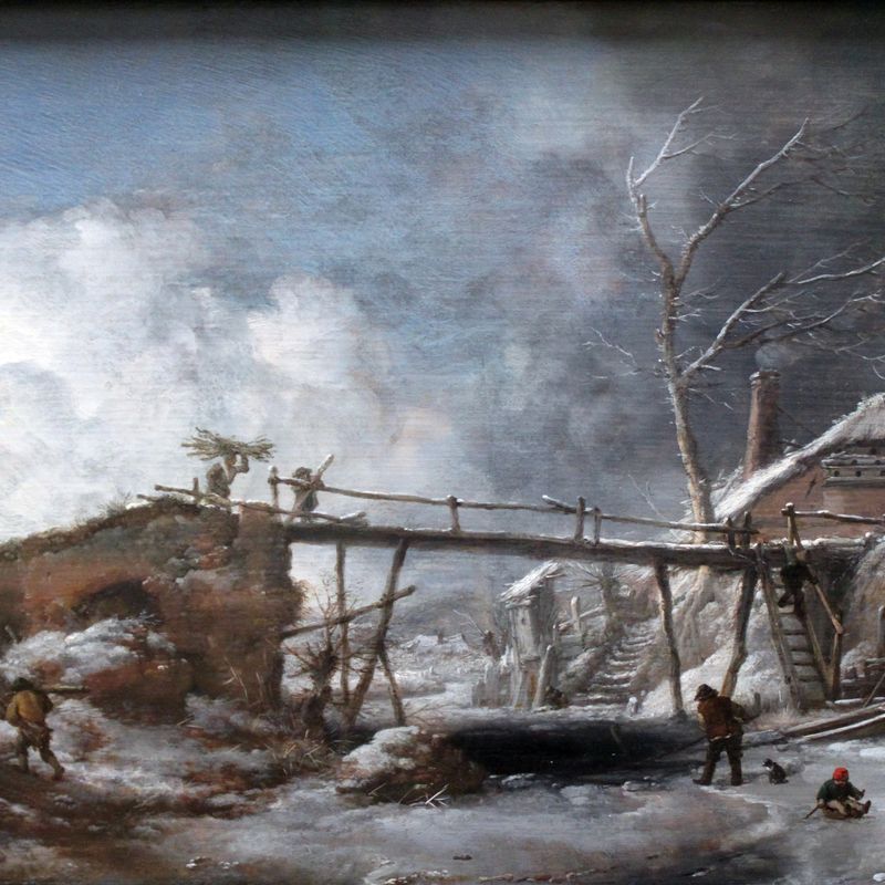 Winter Landscape with Wooden Bridge