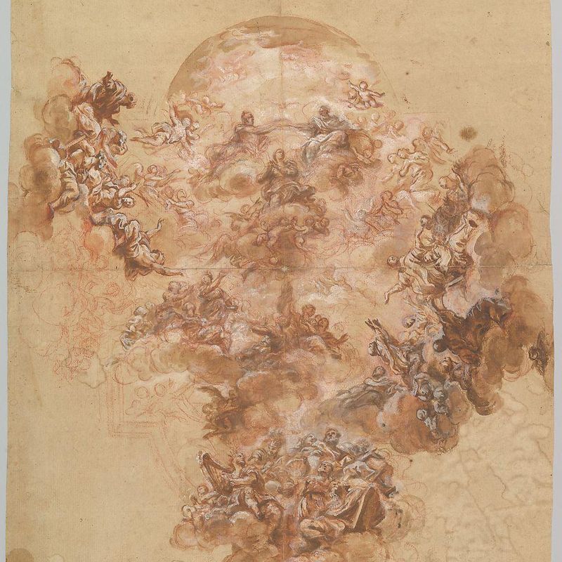 Study for a Ceiling Decoration: Coronation of the Virgin (recto); Female Head (verso)