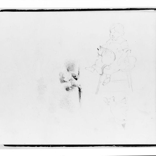 Three Studies: Tree; Girl with a Cat; Cow (from Sketchbook)