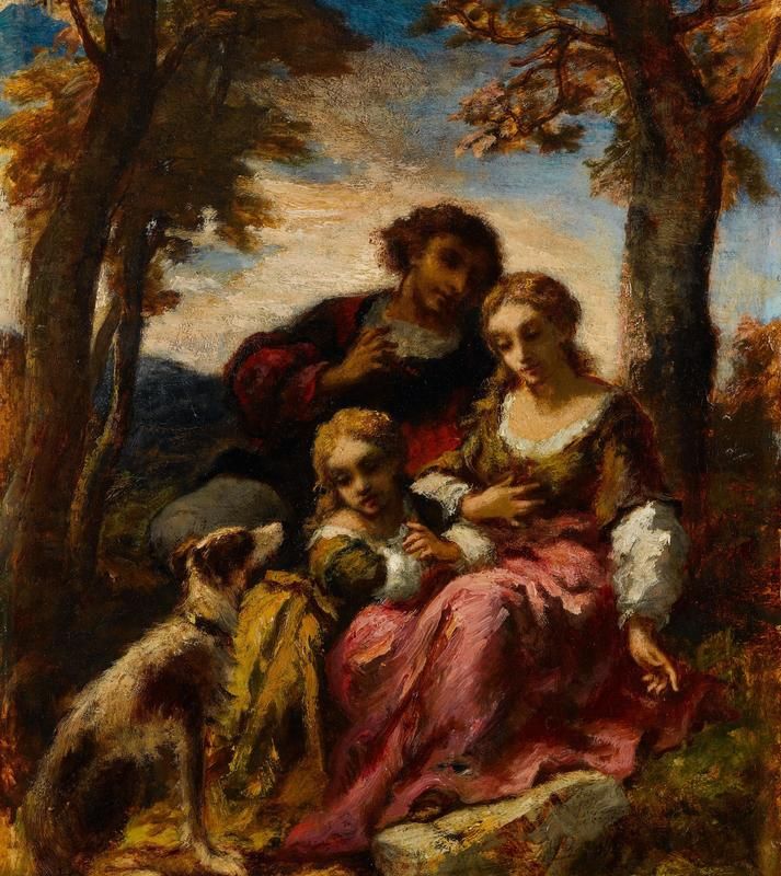 Figures and a Dog in a Landscape