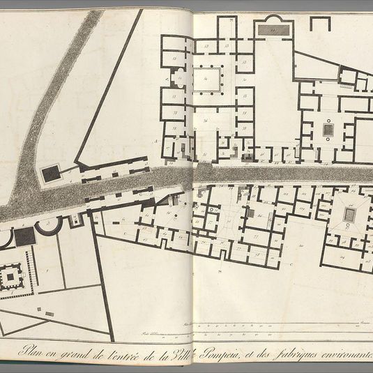 Large plan of the entrance of the town of Pompeii, and its surrounding buildings, from Antiquités de Pompeïa, tome premier, Antiquités de la Grande Grèce... (Antiquities of Pompeii, volume one, Antiquities of Great Greece...), volume 1, plate 2