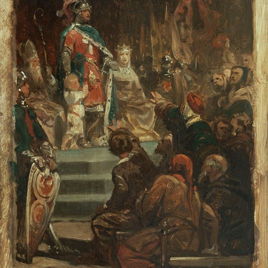 Esquisse pour l'Hôtel de Ville de Paris : Philippe Auguste avant de partir pour la Terre Sainte, confiant la tutelle de son fils et son trésor aux bourgeois de Paris