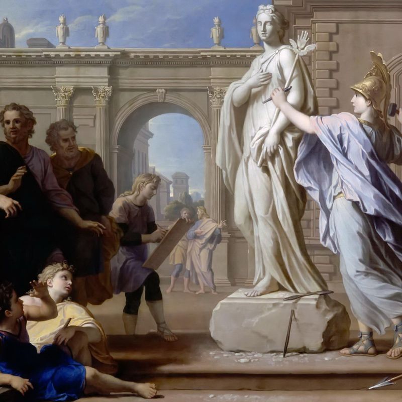 Minerva teaches the art of sculpture to the people of Rhodes