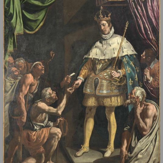 Saint Louis, King of France, distributing alms