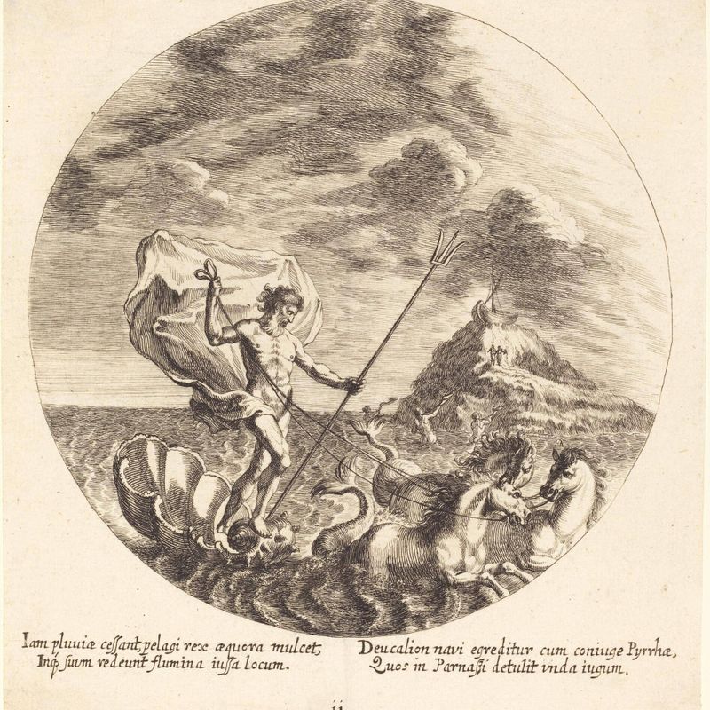 Deucalion and Pyrrha Land on Parnassus