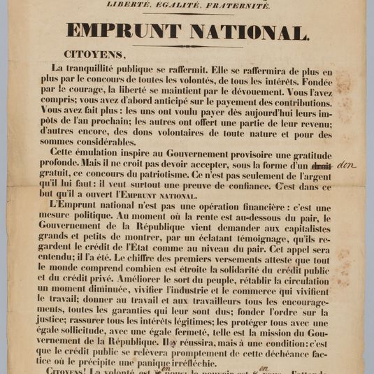 REPUBLIQUE FRANCAISE./ LIBERTE, EGALITE, FRATERNITE./ EMPRUNT NATIONAL.