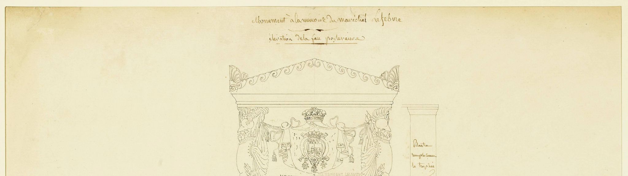 Monument à la mémoire du Maréchal Lefebvre : élévation de la face postérieure
