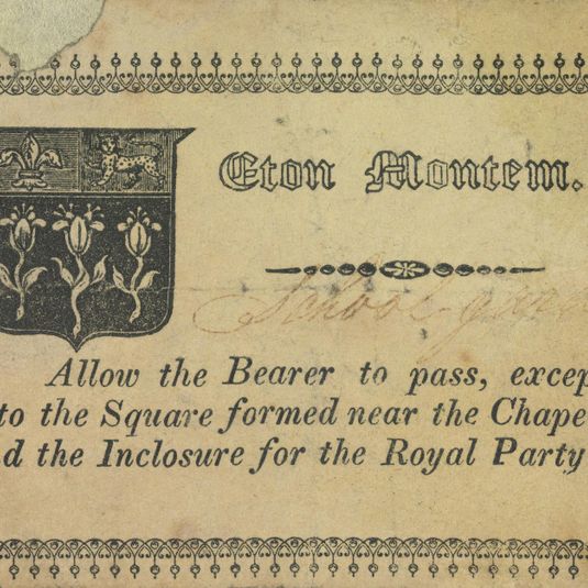Ad Montem at Eton. (With this print is an admission ticket to the Royal Enclosure on a board inscribed the Last Montem 1844, and an Order of the Day