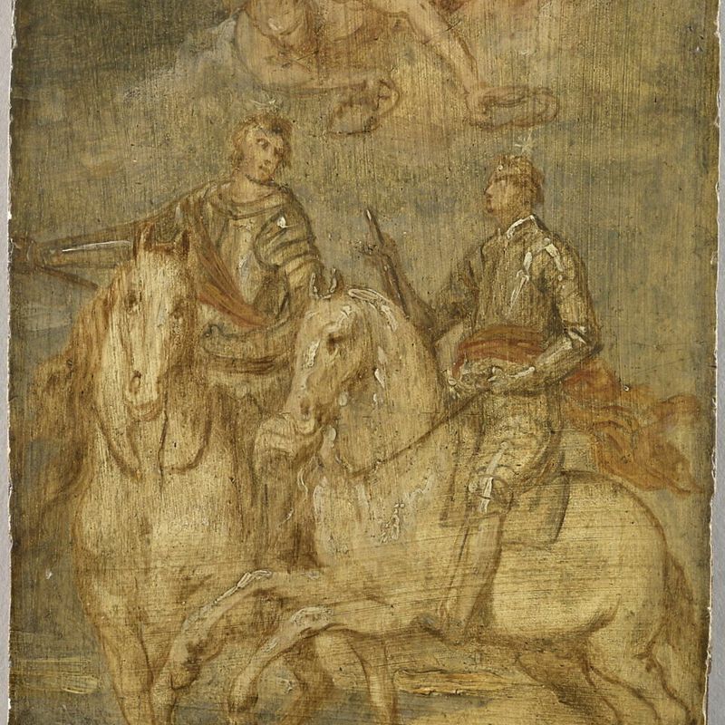Maurice (1567-1625) and his half-brother Frederick Henry of Nassau (1584-1647) at the Battle of Nieuwpoort in 1600. A winged genius crowns them with the sign of victory
