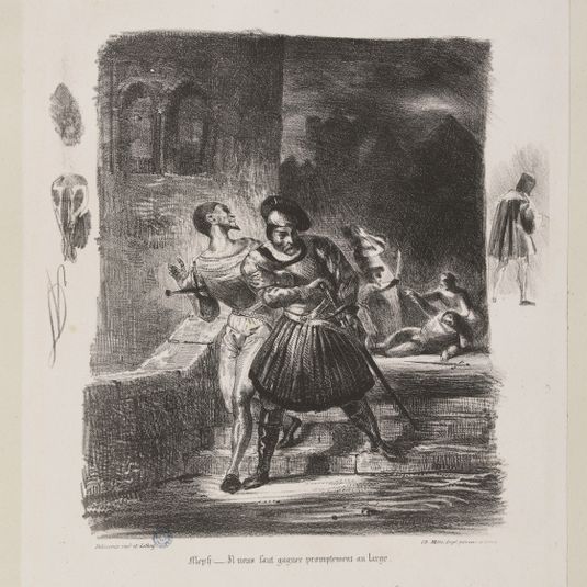 Méphistophélès et Faust fuyant après le duel (Delteil 69)