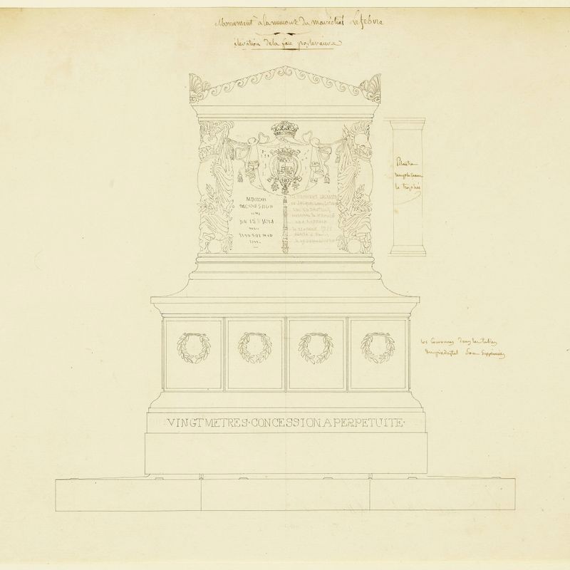 Monument à la mémoire du Maréchal Lefebvre : élévation de la face postérieure