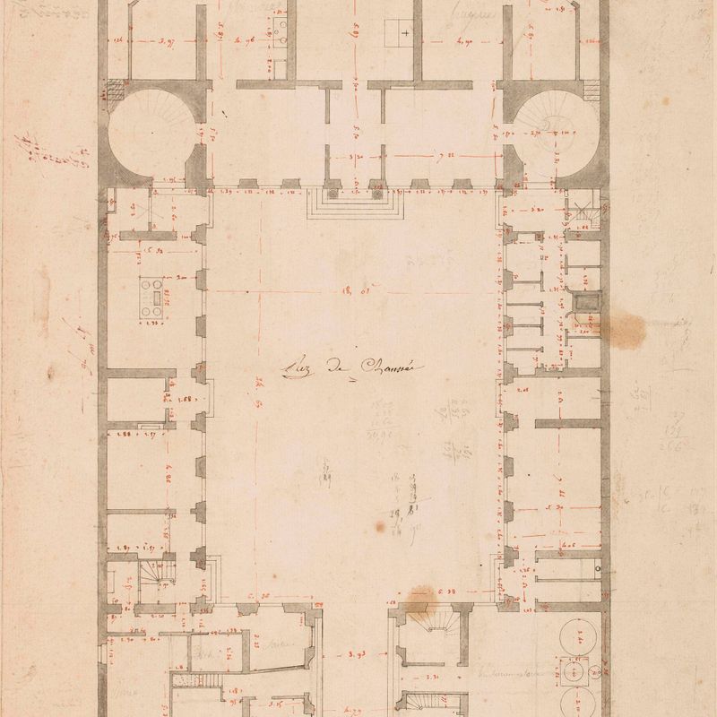 Hôpital Beaujon : plan du rez-de-chaussée de l'ancien bâtiment