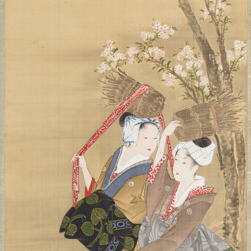 Two Oharame on the Bank of a Stream